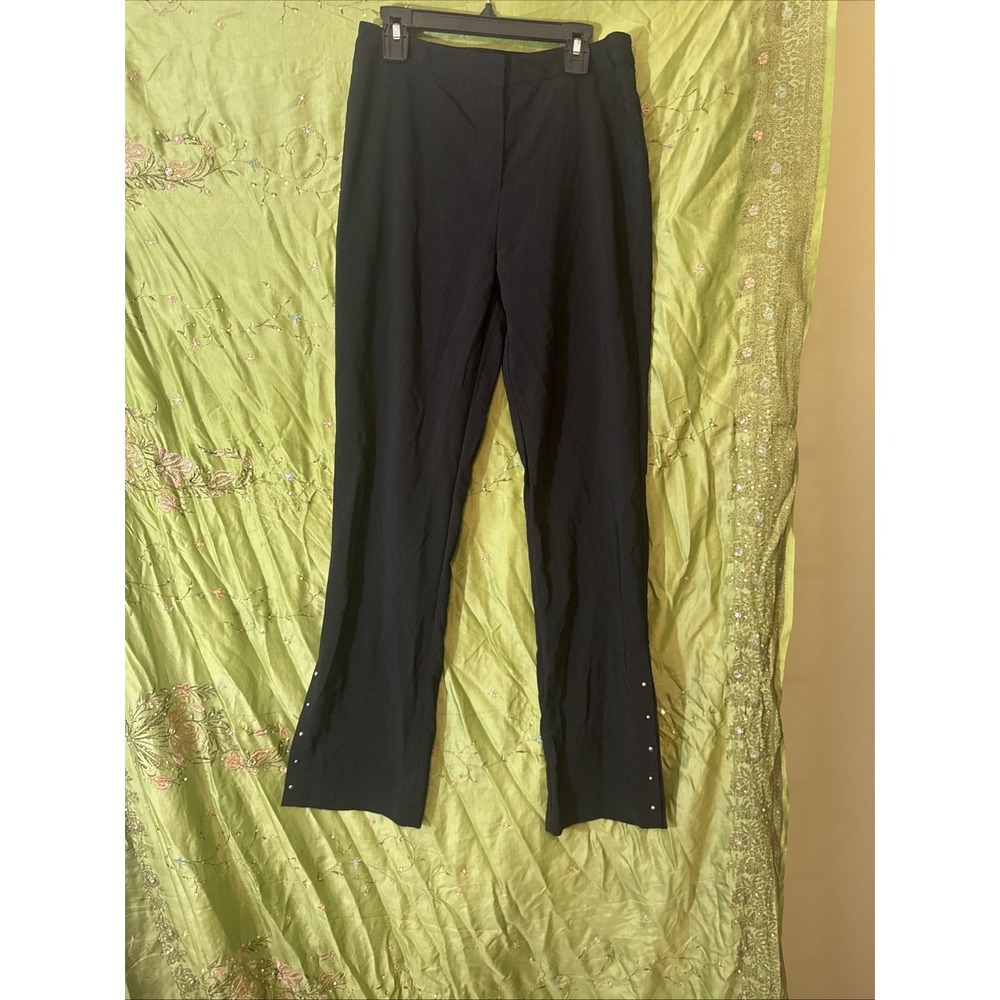 Vintage Fashion Bug Pants Black Y2K With Side Slits Metal Accents Women's Size 6